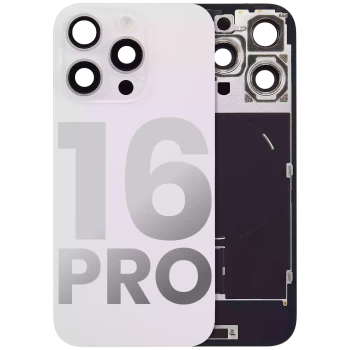 iPhone 16 Pro Back Glass White Titanium With Steel Plate With Wireless NFC Charging MagSafe Magnet & Flashlight Flex