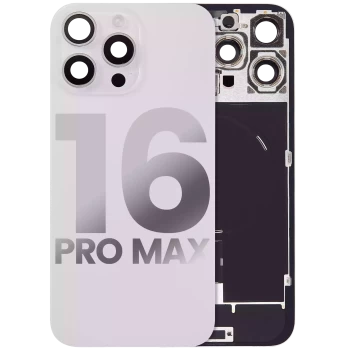 iPhone 16 Pro Max Back Glass White Titanium With Steel Plate With Wireless NFC Charging MagSafe Magnet & Flashlight Flex