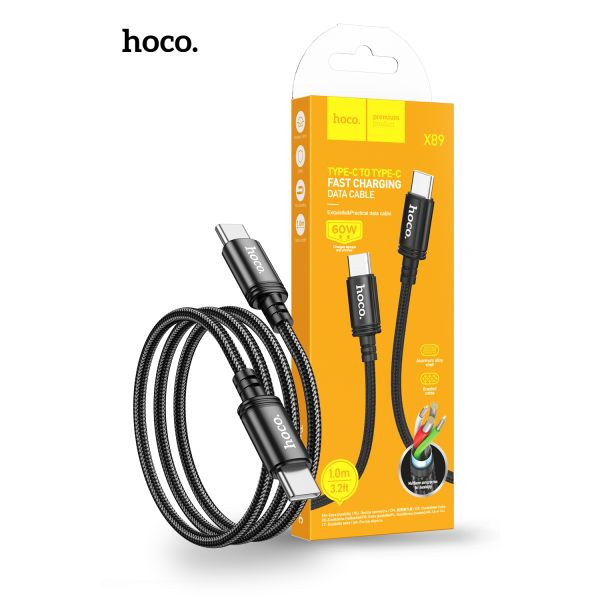 Hoco X89 USB-C to USB-C Braided Super Tough Cable 100cm - Black