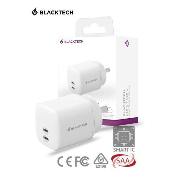 BLACKTECH Dual USB-C 67W With Smart IC Wall Adapter