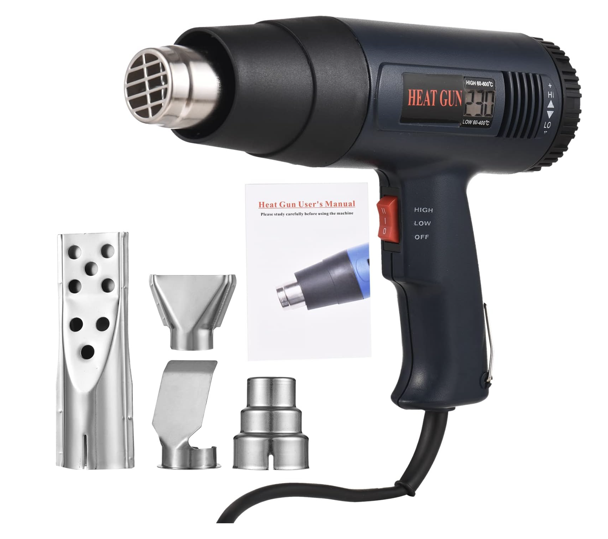Electronic Heat Gun With Display & Multiple Nozzles