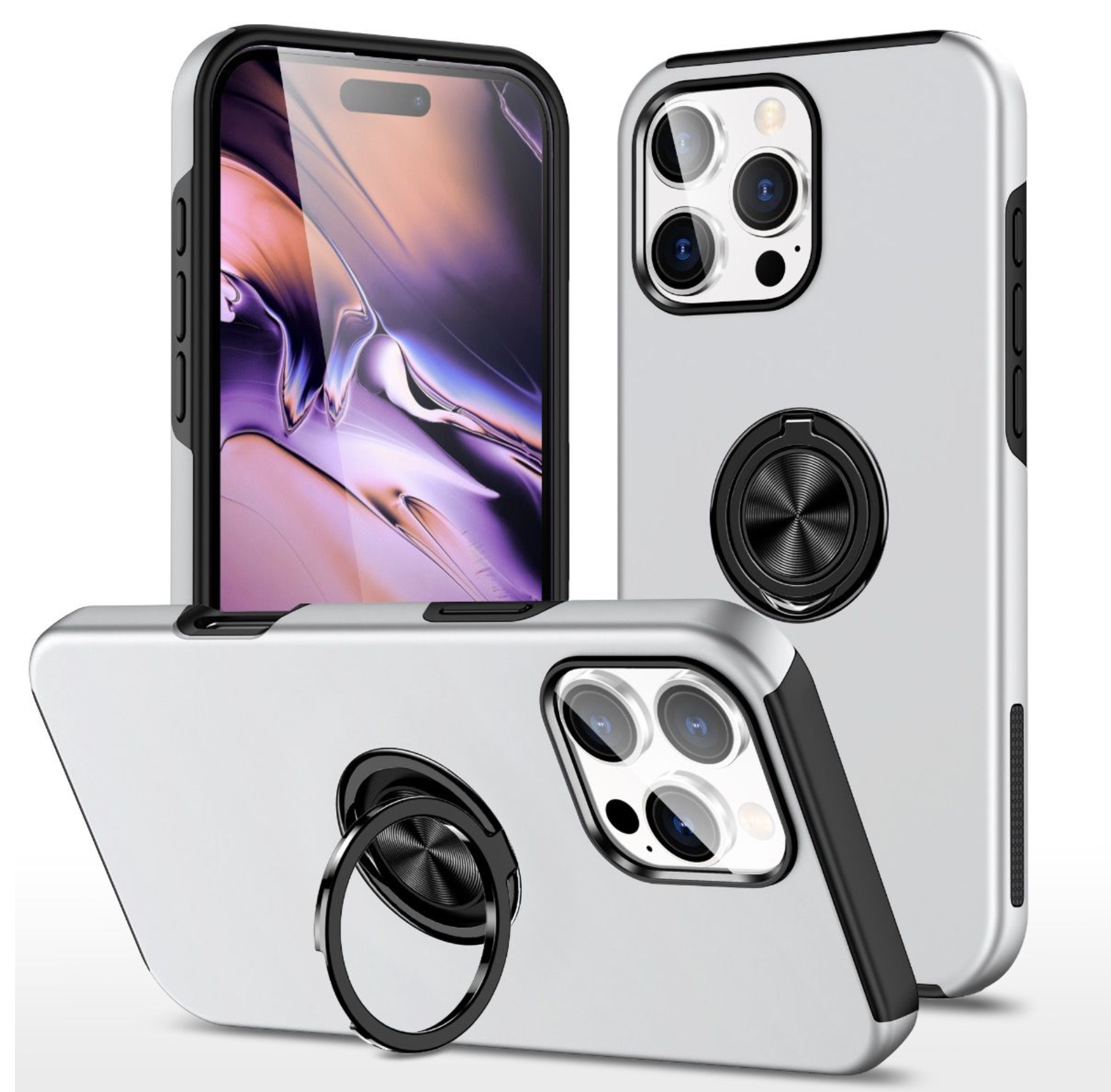 Samsung Galaxy Z Fold 7 BLACKTECH Slim Style Magnetic Ring Stand - Silver