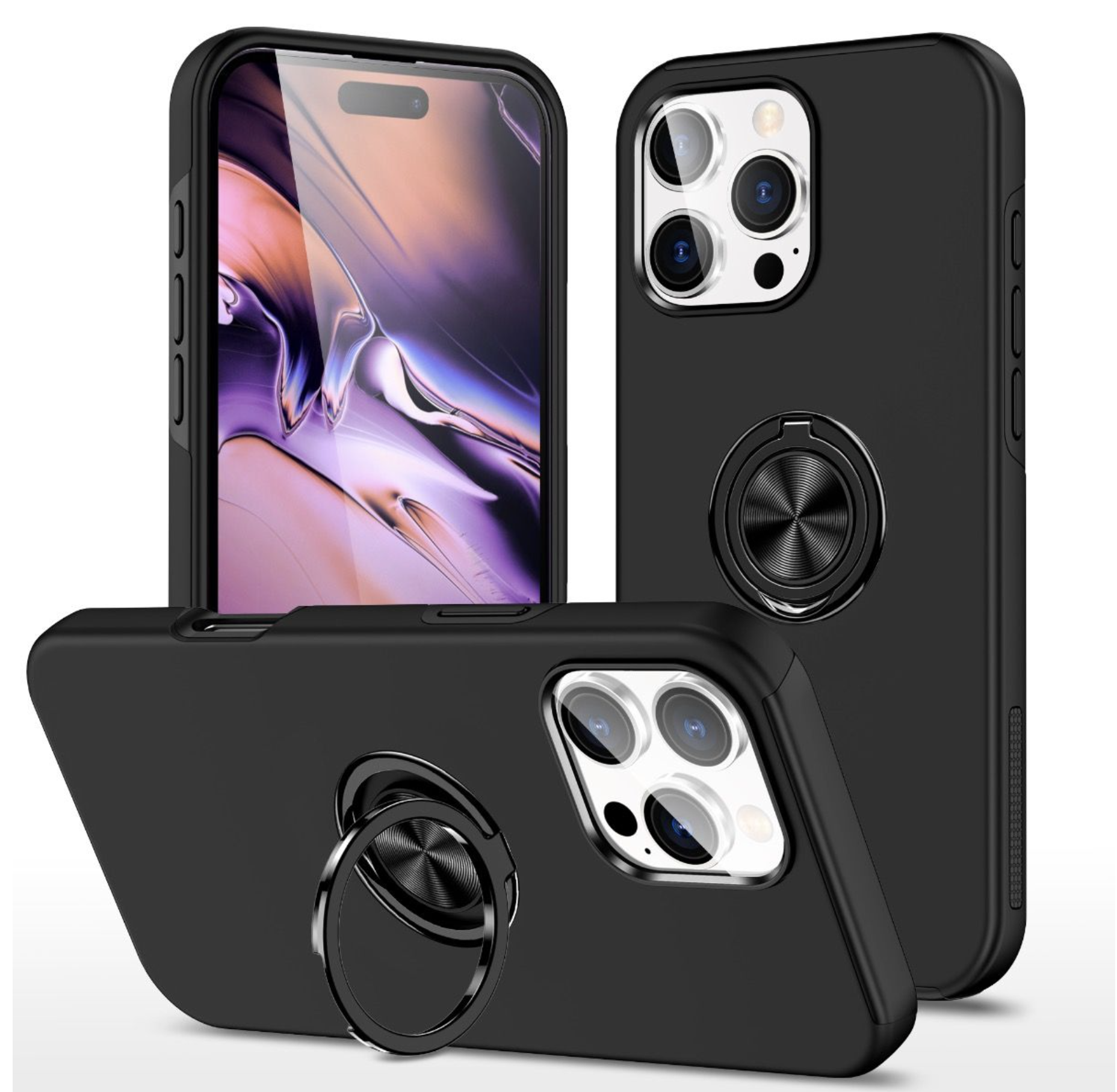 Samsung Galaxy Z Fold 7 Slim Style Magnetic Ring Stand Black