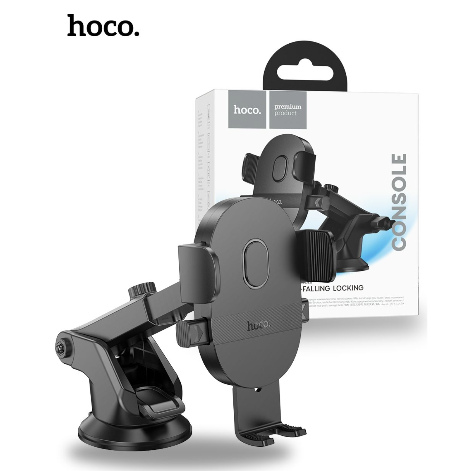 hoco. H19 Mighty One Button Center Console Car Holder - Black