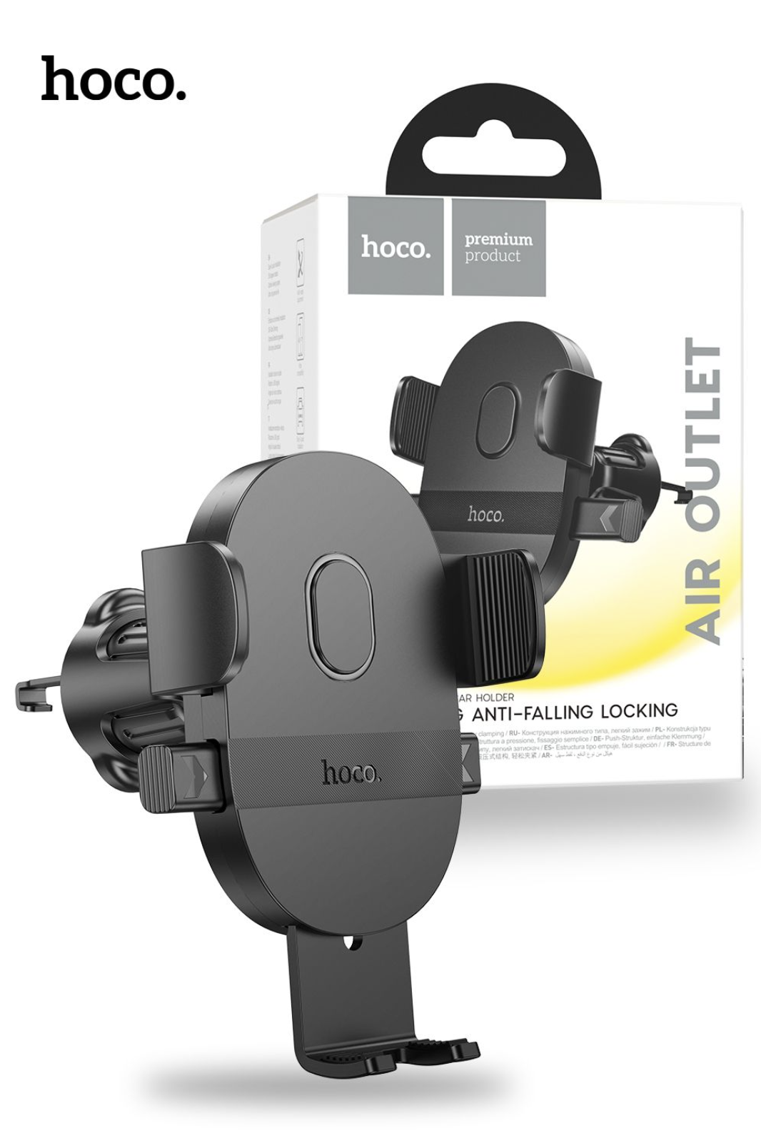 hoco. H18 Mighty One Button Air Outlet Car Holder - Black