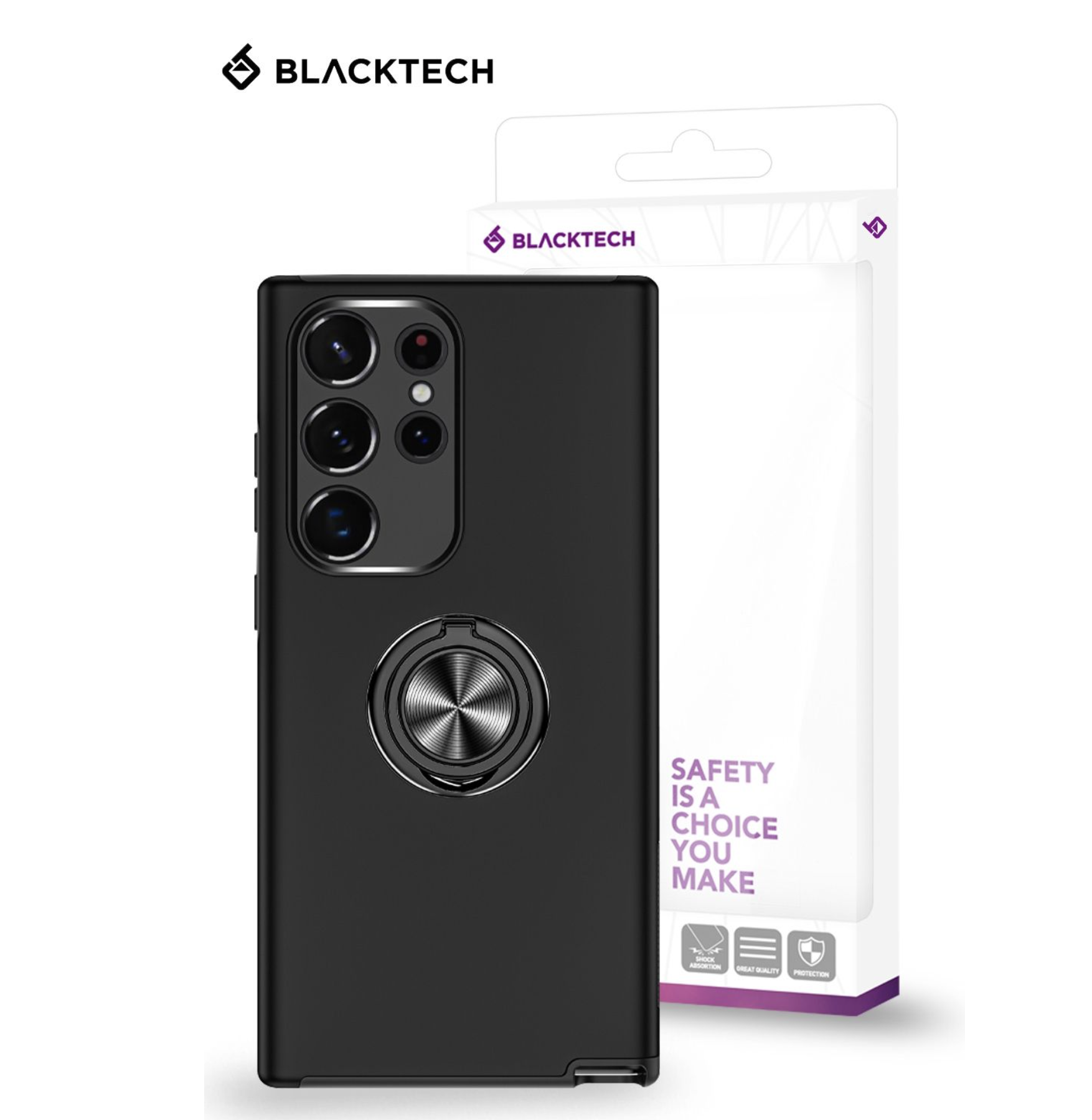 Samsung Galaxy S25 Ultra BLACKTECH Slim Style Magnetic Ring Stand - Black