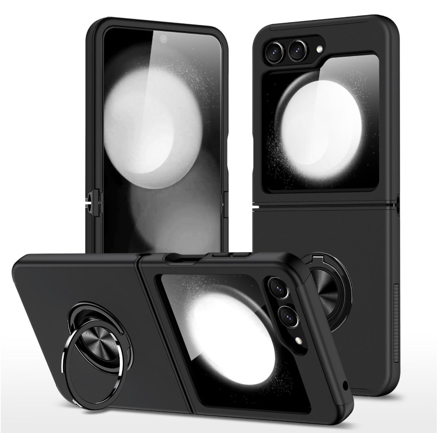 Samsung Galaxy Z Flip 7 BLACKTECH Slim Style Magnetic Ring Stand - Black