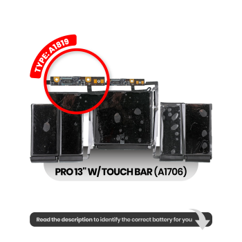 Macbook (A1819) Compatible For MacBook Pro 13" W/ Touch Bar (A1706 / Late 2016 / Mid 2017)  Battery