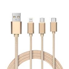 Sunpin 3 In 1 Usb Cable Gold (Lightning) (Micro) (Type C)