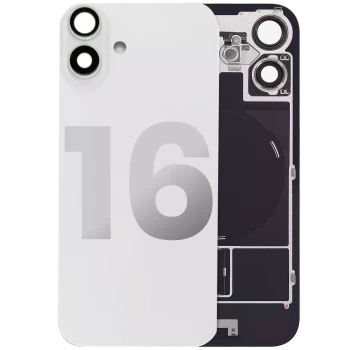 iPhone 16 Back Glass White With Steel Plate With Wireless NFC Charging MagSafe Magnet & Flashlight Flex