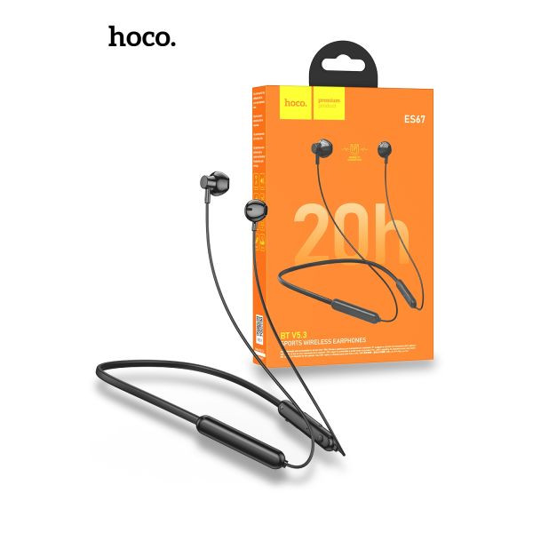 Hoco ES67 20 Hours Perception Neckband Bluetooth Earphones - Black