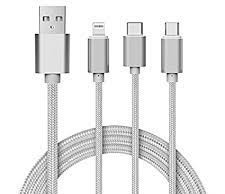 Sunpin 3 In 1 USB Cable Silver (Lightning) (Micro) (Type C)