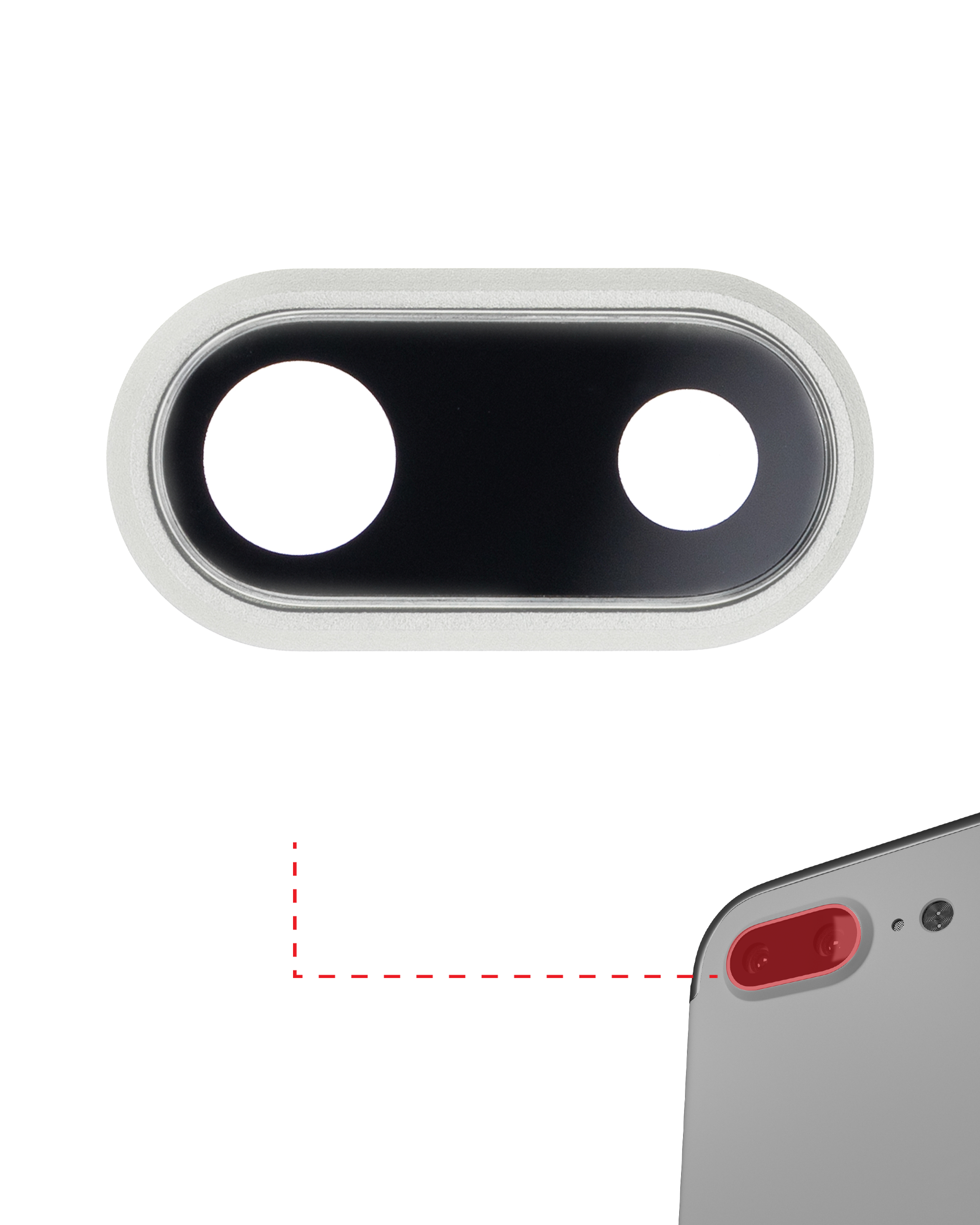 iPhone 8 Plus Camera Lens With Ring Silver