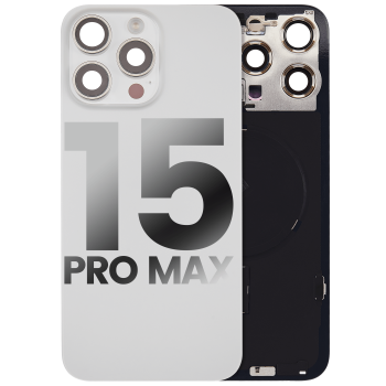 iPhone 15 Pro Max Back Glass White Titanium With Steel Plate With Wireless NFC Charging MagSafe Magnet & Flashlight Flex