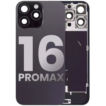 iPhone 16 Pro Max Back Glass Black Titanium With Steel Plate With Wireless NFC Charging MagSafe Magnet & Flashlight Flex