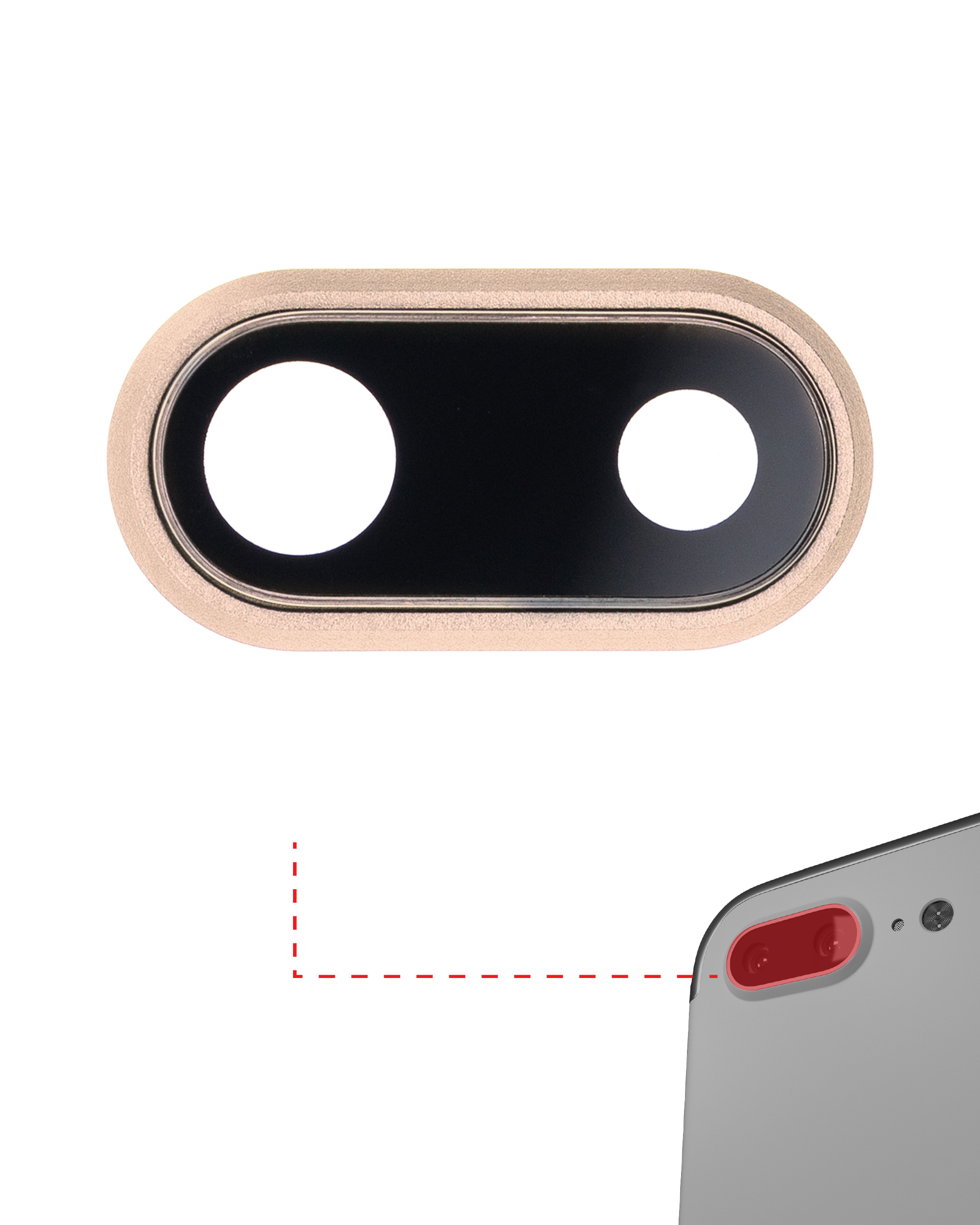 iPhone 8 Plus Camera Lens With Ring Gold