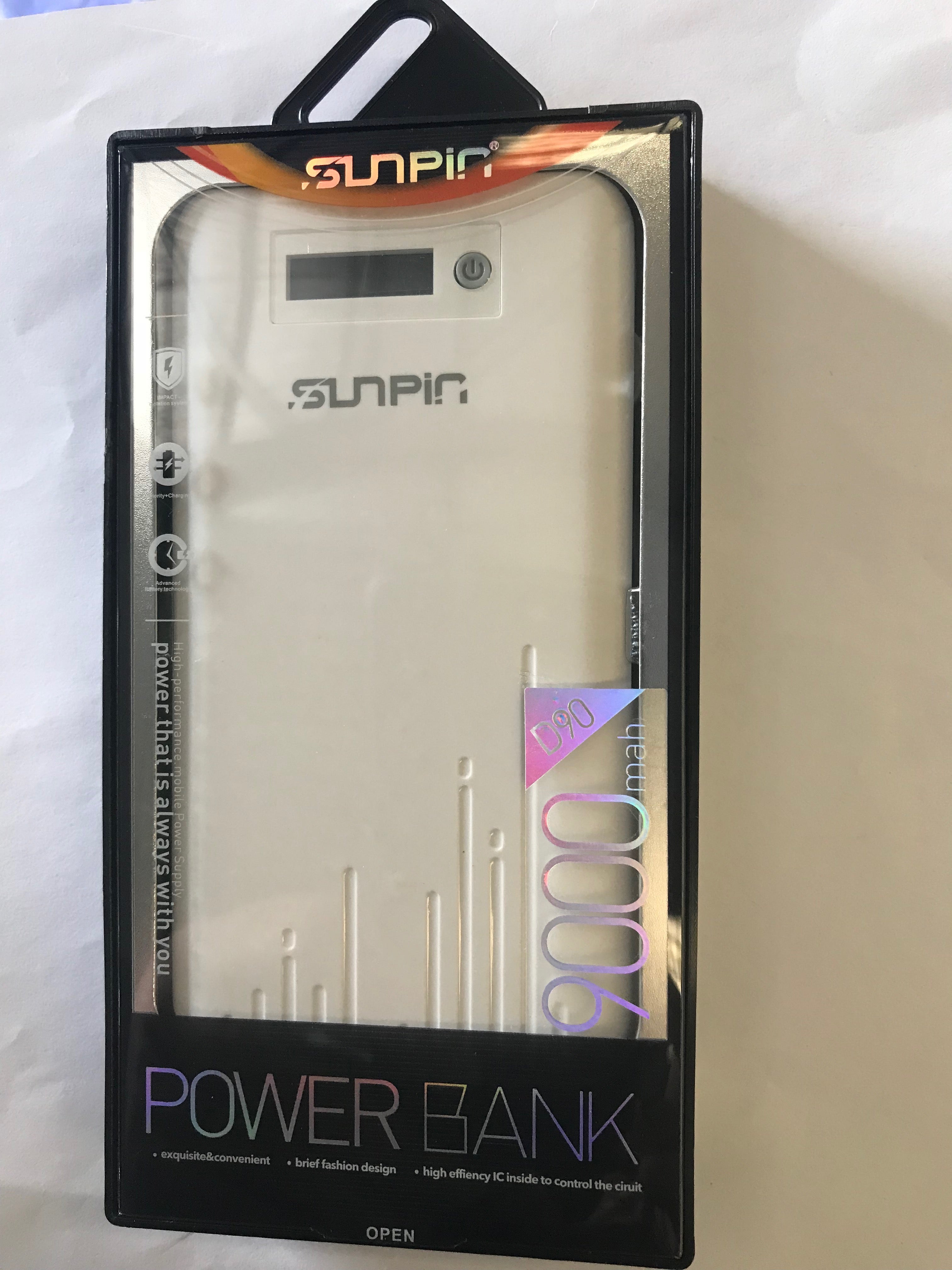 Sunpin D90 9000 Mah Power Bank Grey iPhone